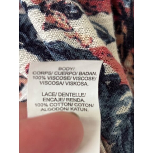 Lucky Brand High Neck Floral Long Sleeve Boho Blouse Top S - Picture 5 of 9